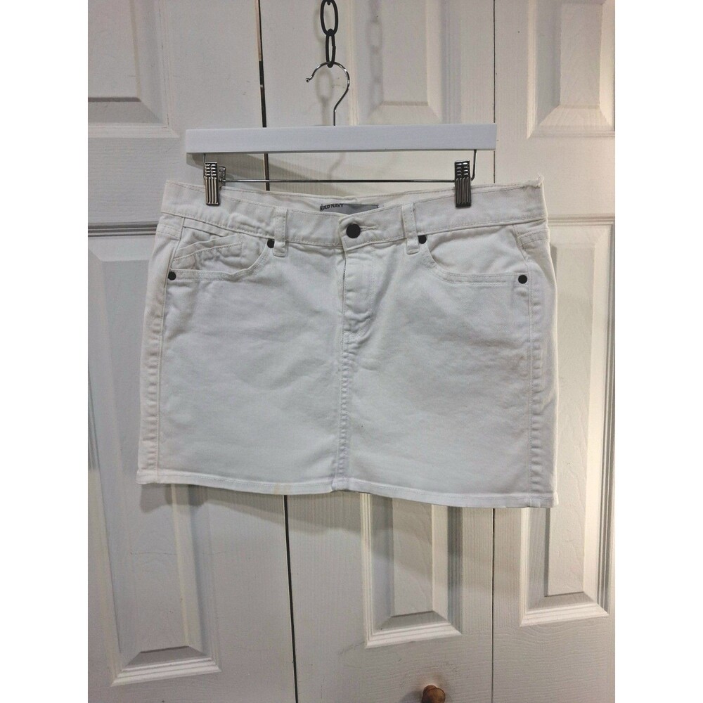 Old Navy White Denim Mini Skirt Trendy Coquette Timeless Summer Casual Jean sz10